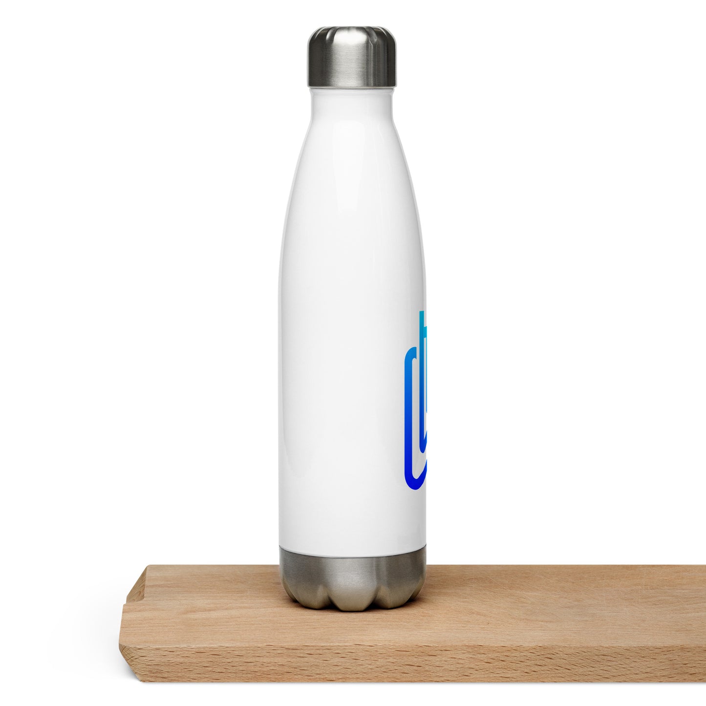 Stainless Steel Water Bottle - Blue logo